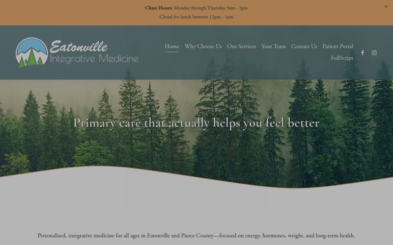 Eatonville Integrative Medicine website homepage